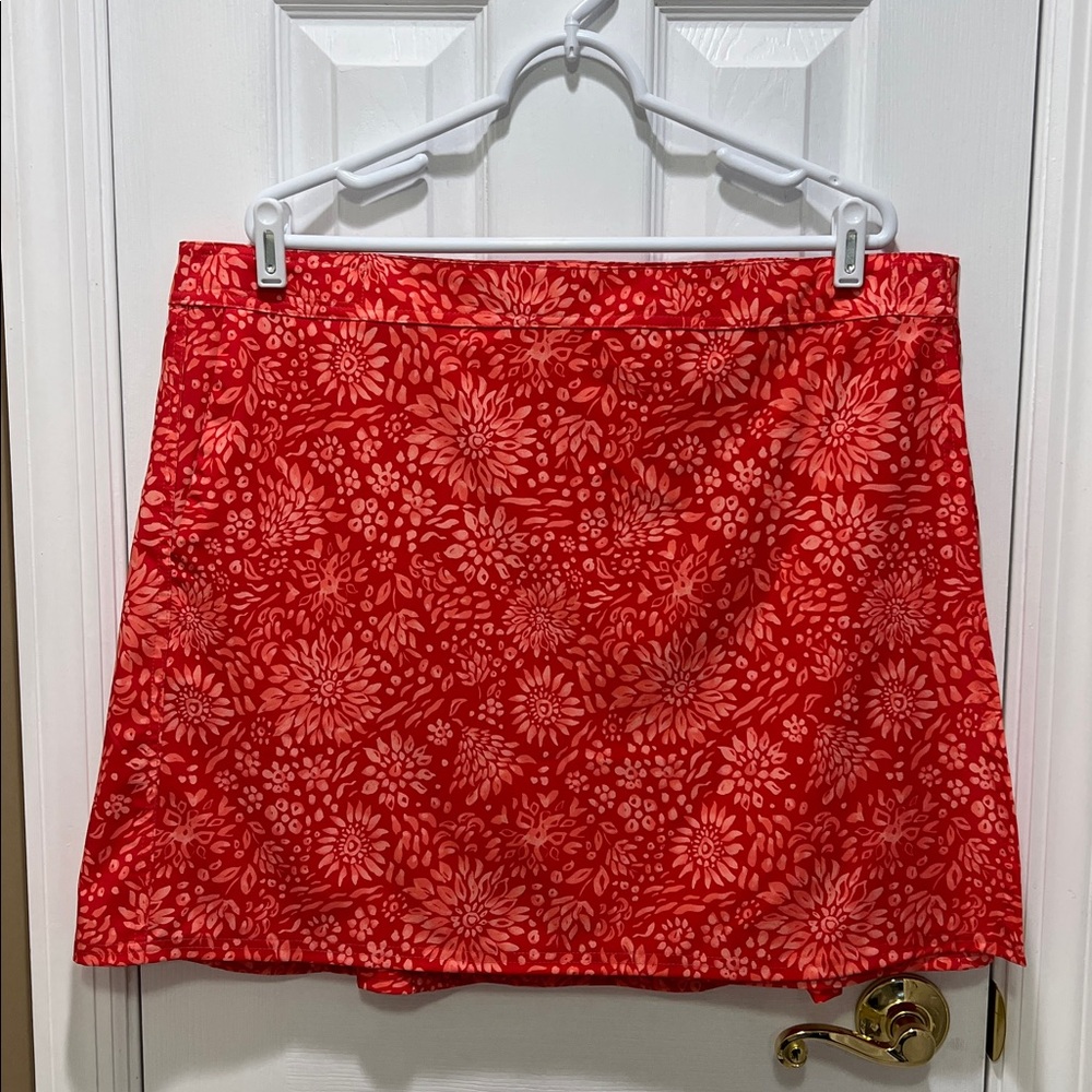 Ripskirt Wrap Skirt Length 2 with Pockets, Dahlia Teaberry print, size XXL